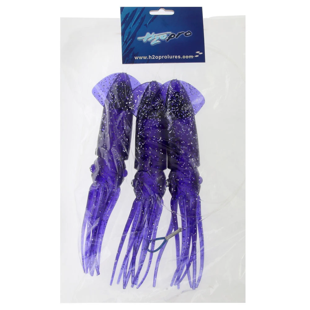 H2o Pro 9in Triple Rigged B2 Squid Dredge Teaser Purple 3 H2o Pro 9in Triple Rigged B2 Squid Dredge Teaser Purple